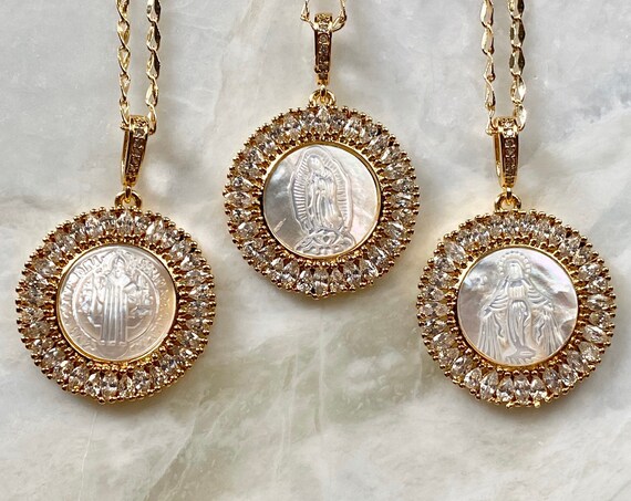 Mother Mary Necklace 14K Gold Boho Necklace