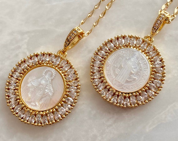 Mother Mary Necklace 14K Gold Boho Necklace