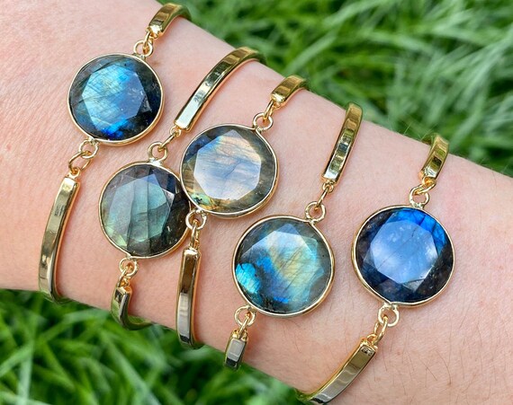 Brilliant Gold Labradorite Crystal Bracelet