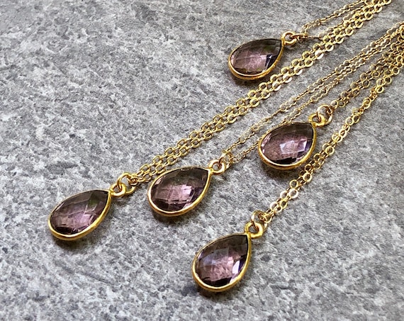 Dainty Morganite Gemstone 14K Gold Necklace