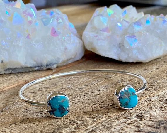 Raw Silver Turquoise Cuff Bracelet