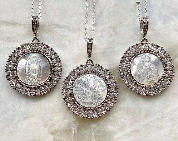 Sterling Silver Boho Mother Mary Necklace