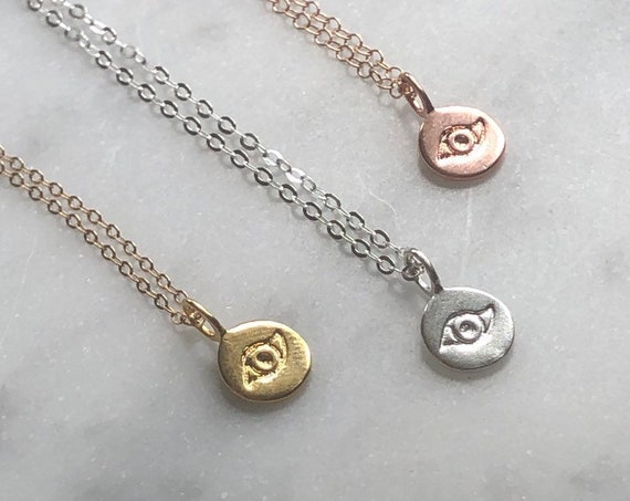 Dainty Minimalist Evil Eye Protection Necklace