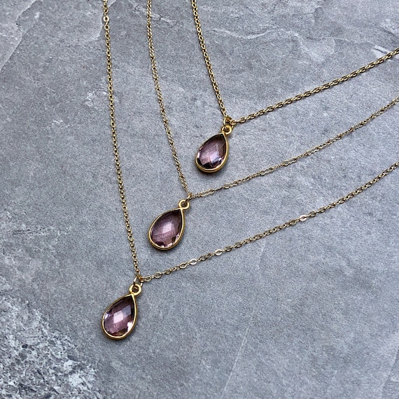 Dainty Morganite Gemstone 14K Gold Necklace