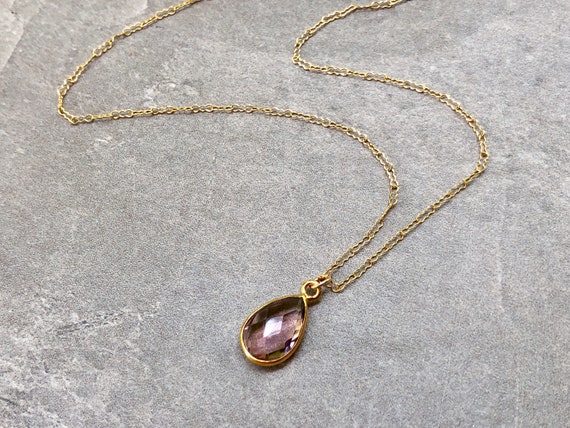 Dainty Morganite Gemstone 14K Gold Necklace