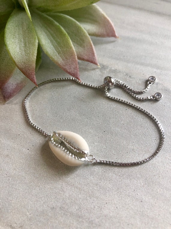 Cowrie Shell Boho Silver Beach Bracelet