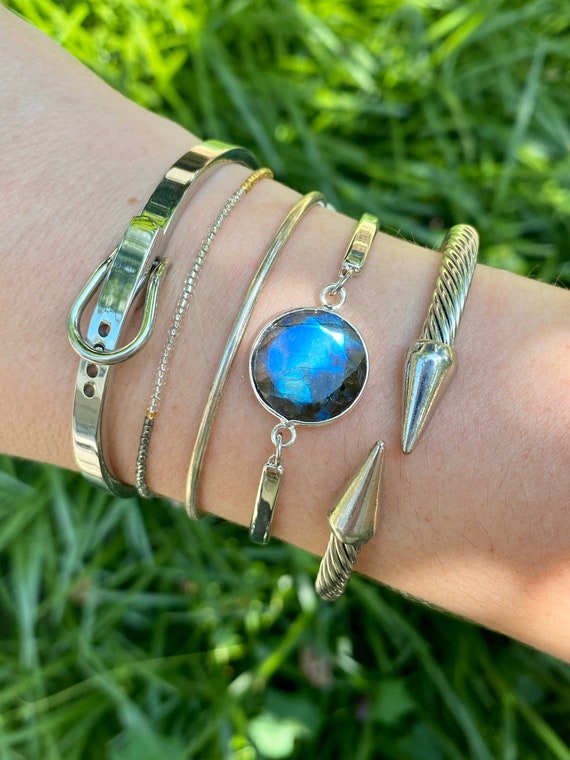 Brilliant Silver Labradorite Crystal Bracelet