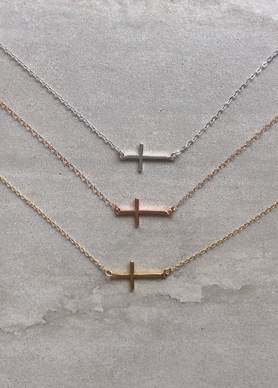 Dainty Minimalist Cross 14K Gold Filled Sterling Silver Simple Choker/ Necklace