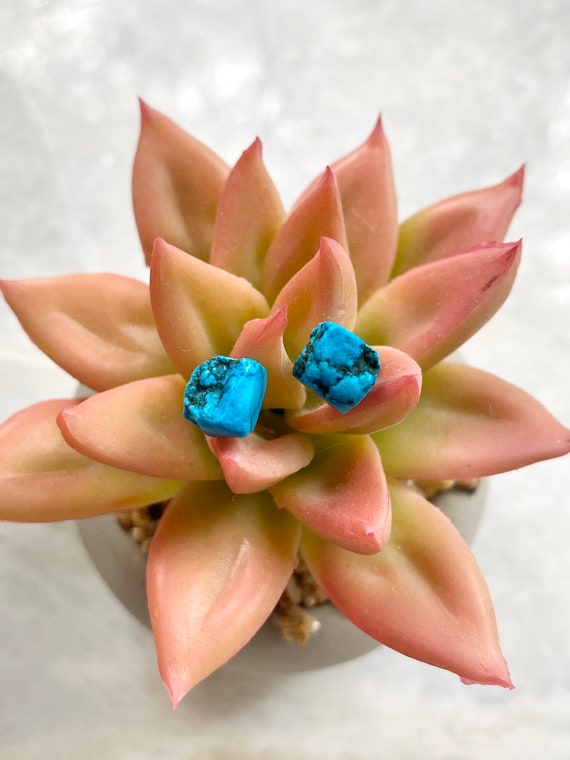 Raw Turquoise Stud Earrings