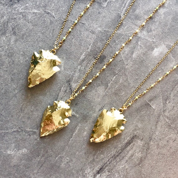 Gold Arrowhead Rosary Chain 14K Gold Boho Necklace