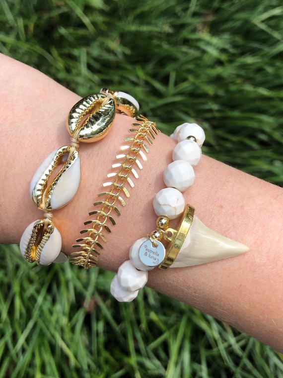 18K Gold Cowrie Shell Boho Beach Bracelet