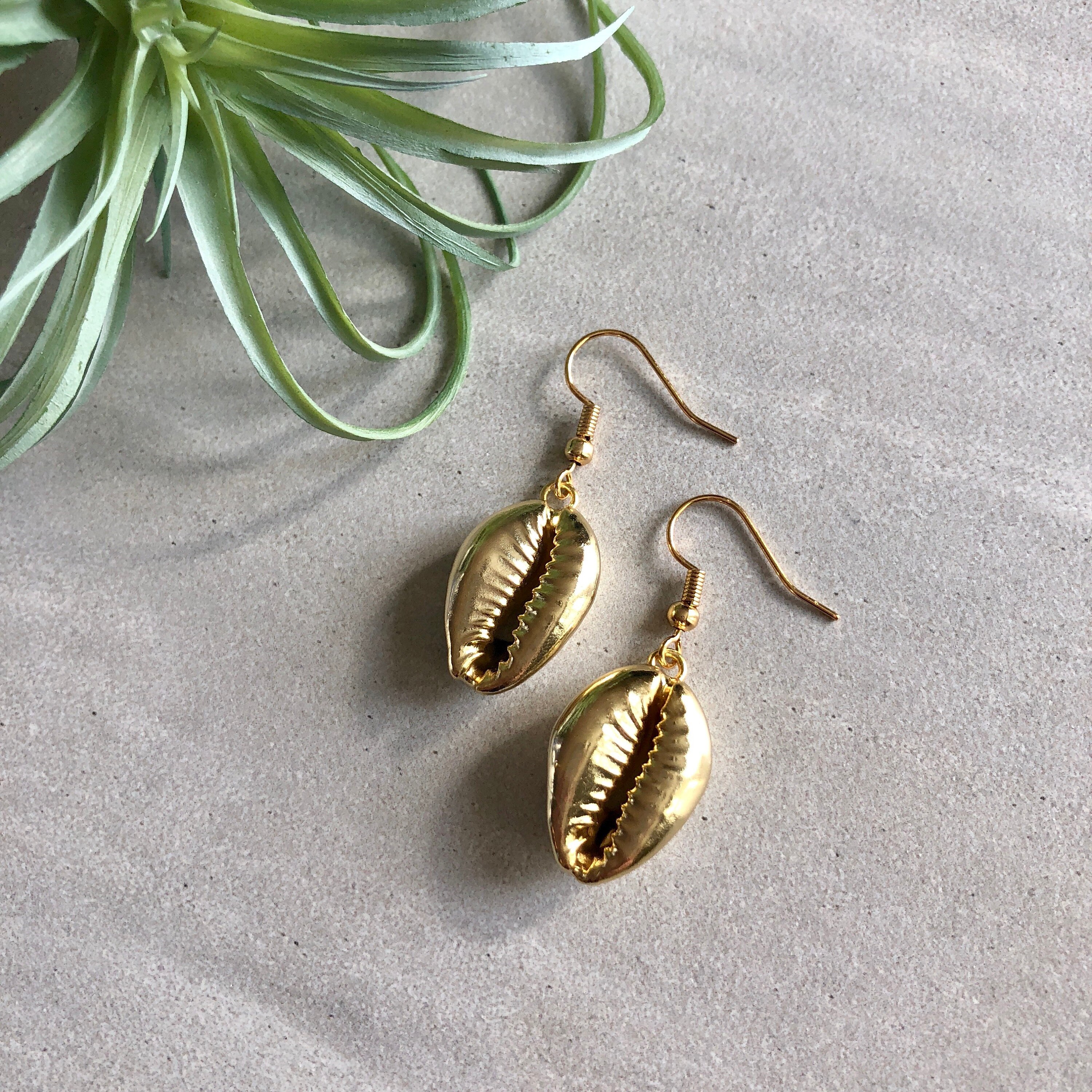Cowrie Shell Earrings /14K Gold Earrings/ Boho Earrings /Shell Etsy