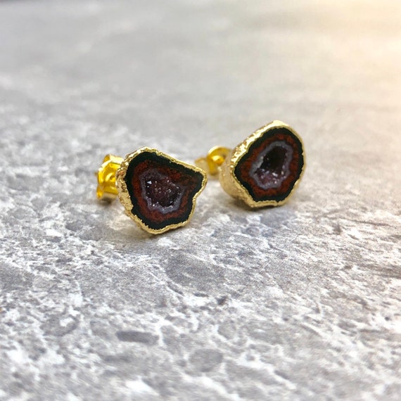 Raw Geode Crystal Stud Earrings