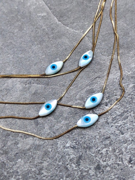 Super Dainty Evil Eye Boho Gold Protection Necklace