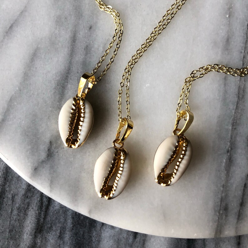 Cowrie Shell Necklace/ 14K Gold Necklace/ Boho Cowry Shell/ Etsy