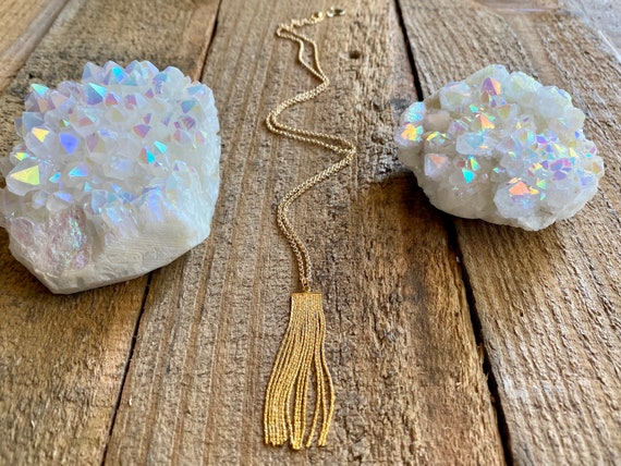 Gold Tassel Necklace 14K Gold Minimalist Necklace
