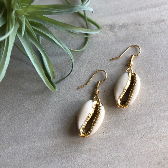 Cowrie Shell Gold Boho 14K Gold Earrings