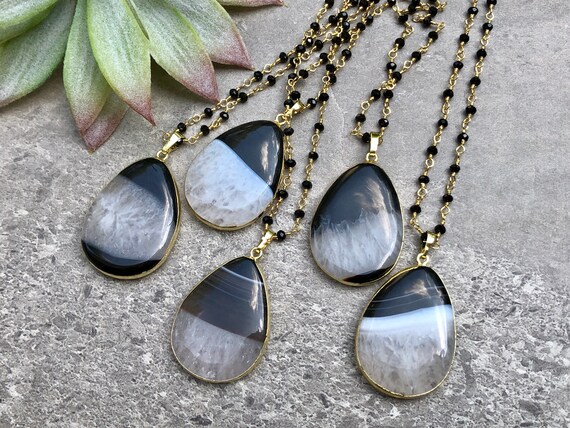 Quartz Crystal Rosary Chain Long Boho Gold Necklace