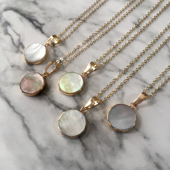 Dainty Boho 14K Gold Mother of Pearl Necklace