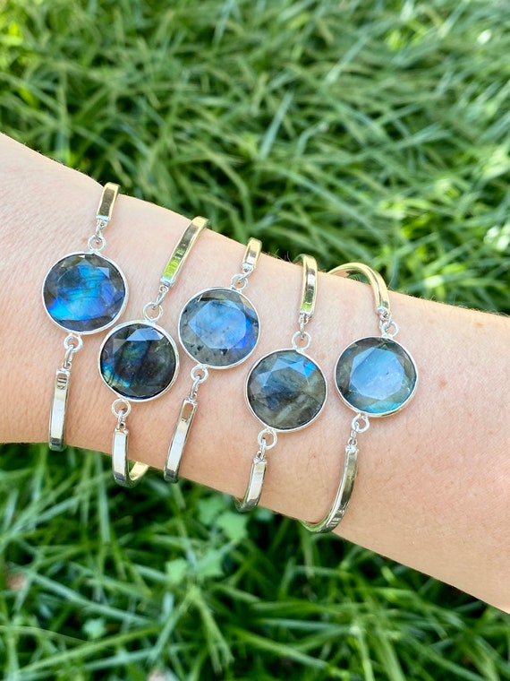 Brilliant Silver Labradorite Crystal Bracelet