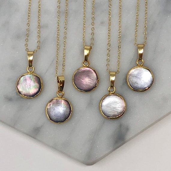 Minimalist Dainty Pearl Pendant 14K Gold Necklace