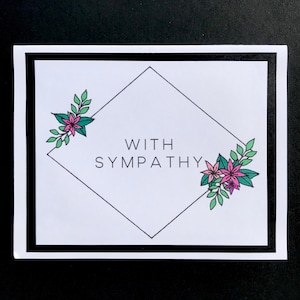 Carte « Avec sympathie » en diamant | floral géométrique fait main de deuil | Livre de coloriage pour adultes Carte de voeux