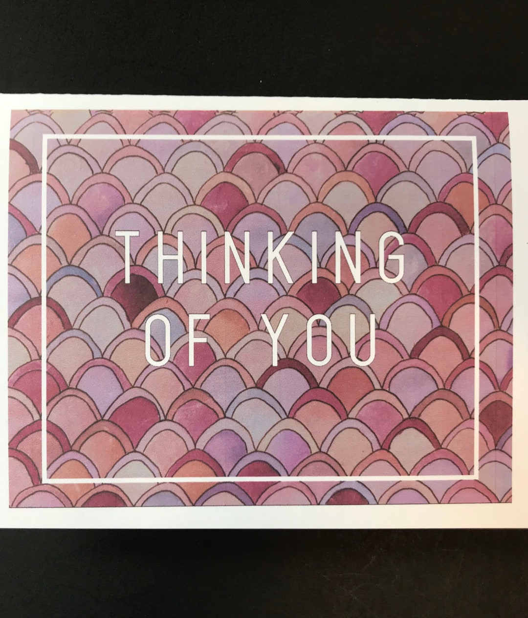 Thinking of You Greeting Card | Handmade Watercolor Fish Scale Pattern ...