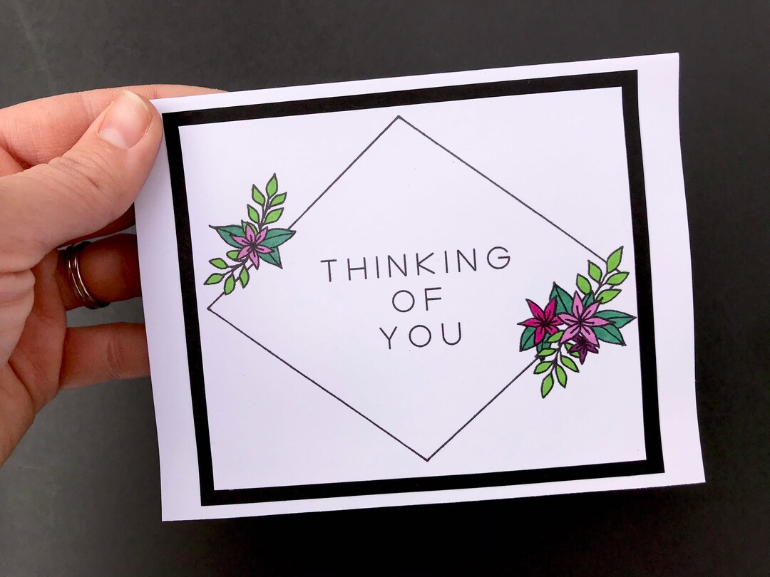 Handmade Thinking of You Card: Geometric Floral Design - Etsy