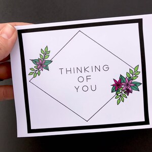 Diamond pense à vous | Carte de voeux florale géométrique faite main | Livre de coloriage pour adultes Carte de voeux