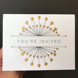 You’re Invited Gold Metallic Burst | Custom Handmade Painted Paper Invitations