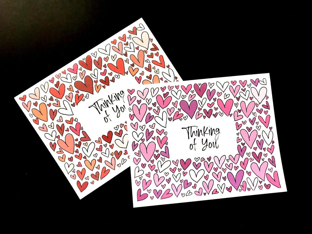 Thinking of You Card With Heart Doodles - Etsy