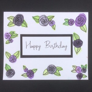 Cartões de “Feliz Aniversário” em aquarelas florais