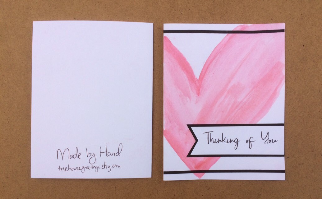 Handmade Thinking of You Card | Watercolor Heart Greeting Cards - Etsy