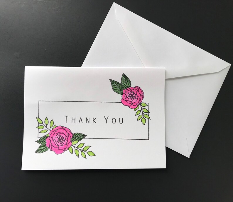 Floral Thank You Handmade Card - Etsy