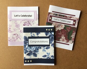 Vintage Floral Cards | Congratulations and Let's Celebrate | Cards for Wedding, Graduation, Engagement, New Baby, Etc.