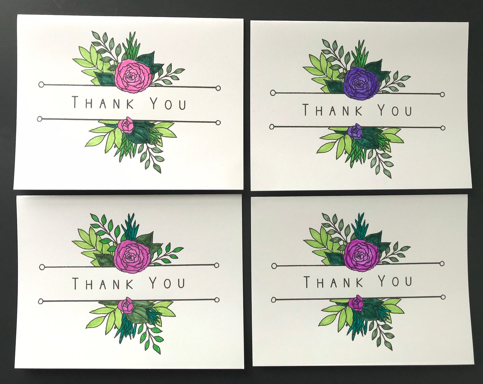 Floral Thank You Handmade Card - Etsy