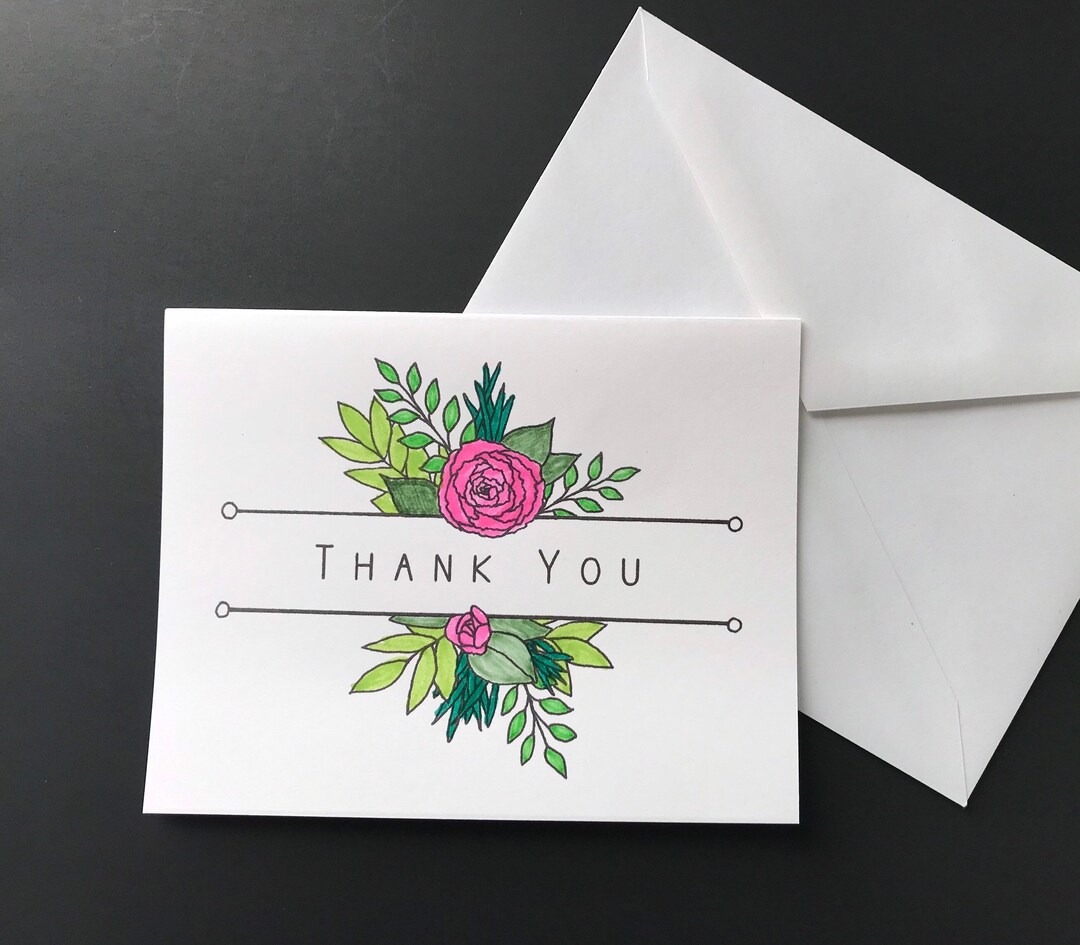 Floral Thank You Handmade Card - Etsy
