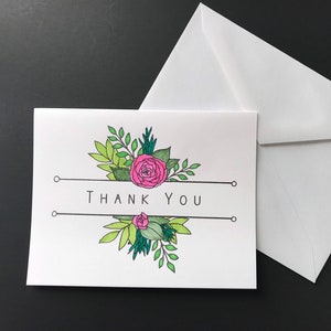 Carte florale faite main de remerciement