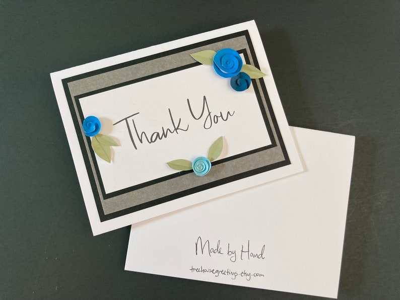 Floral Thank You Card | Handmade Card With 3D Paper Flowers and Leaves ...