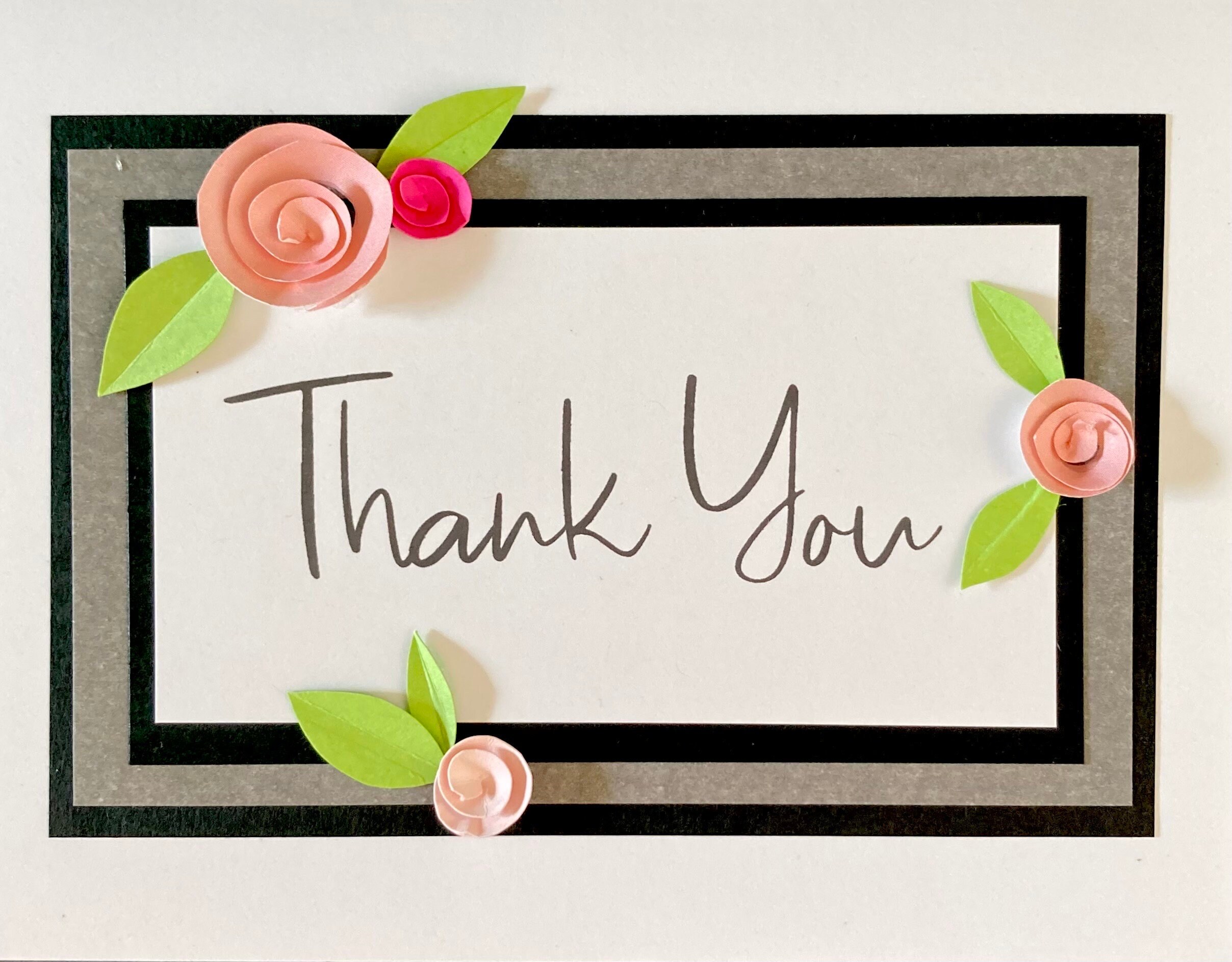 Floral Thank You Card | Handmade Card With 3D Paper Flowers and Leaves ...