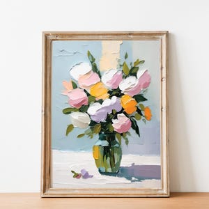 Floral Spring Printable Wall Art, Spring Flower Oil Painting Print, Abstract Flower Spring Print, Pastel Spring Wall Art, Digital Download