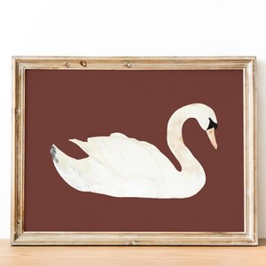 Vintage Schwan Kunstdruck, Kokette Wand Kunst, Vintage Wandkunst, Femininer Schwan mit rosa Schleife, Shabby Chic Kunstdruck, Kokette Wohnkultur