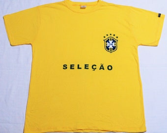 Selecao Tee, Brasile Calcio Tee, Tee Futbol, Soccer Tshirt, cotone Tshirt, Brasile, Tee giallo, Cotton Tee, Brasile Vintage Tee