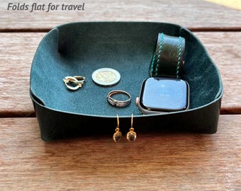 Frame - Leather Valet Tray – Folding Catchall Organizer for Desk, Travel & Nightstand