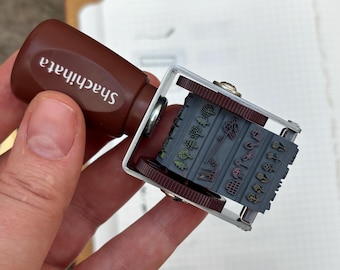 Planner Stamp 10 Designs – Rotating Mini Stamp for Bullet Journal, Scrapbooking, Diary Decor