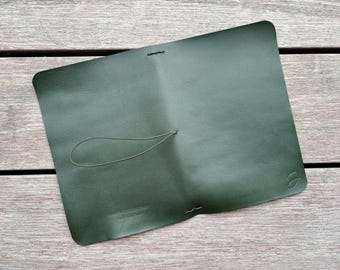 Bifold Leather Journal Cover, Slim Refillable Notebook, Personalized Travelers Journal, A5 A6 Gift
