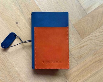 Simple leather cover with front pocket for all size notebook