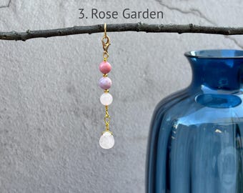 Gemstone Charm for Planner Cover, Crystal Pendant Clip, Elastic Closure Charm, Boho Journal Accessory, Zodiac Crystal Keychain Charm