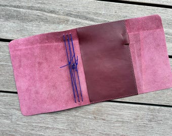 Leather Journal Cover with Pen Loop, Trifold Refillable Notebook, Writers Personalized Gift, A5 A6