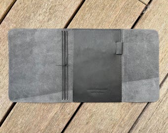 Refillable Leather Journal Cover, Trifold Notebook, Pen Loop, Writers Personalized Gift